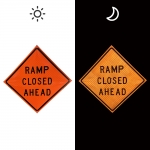 Roll Up Sign & Stand - 48 Inch Reflective Ramp Closed Ahead Roll Up Traffic Sign